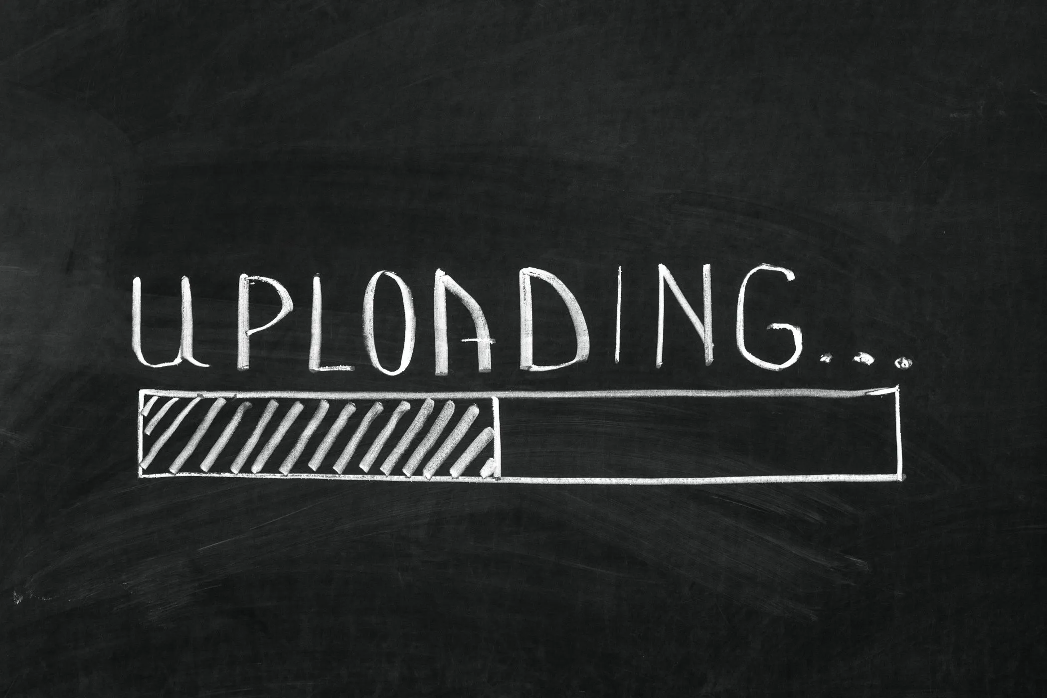 A progress bar showing a file being uploaded in a browser