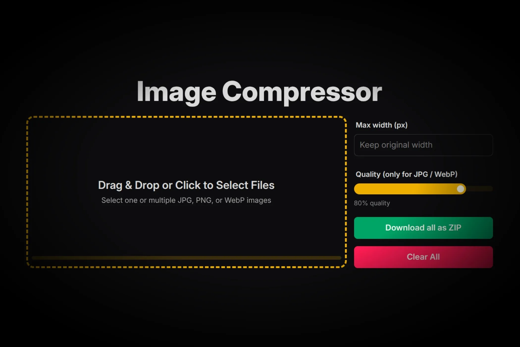 A screenshot of vayce image compression tool