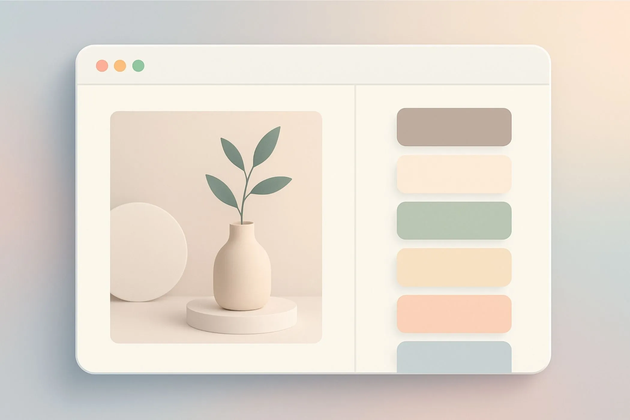 An image with a photo on the left and a clean six-color palette derived from it on the right.